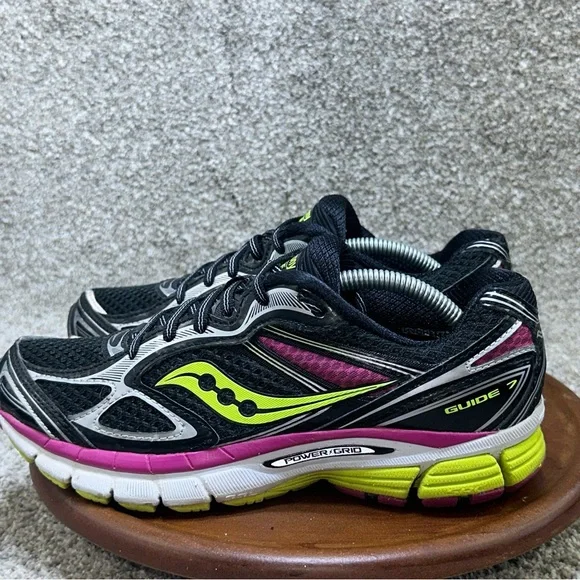 Saucony Glide 7 Women's Running Sneakers Size 7 Green Purple Black Saucony Shoe - Picture 1 of 10